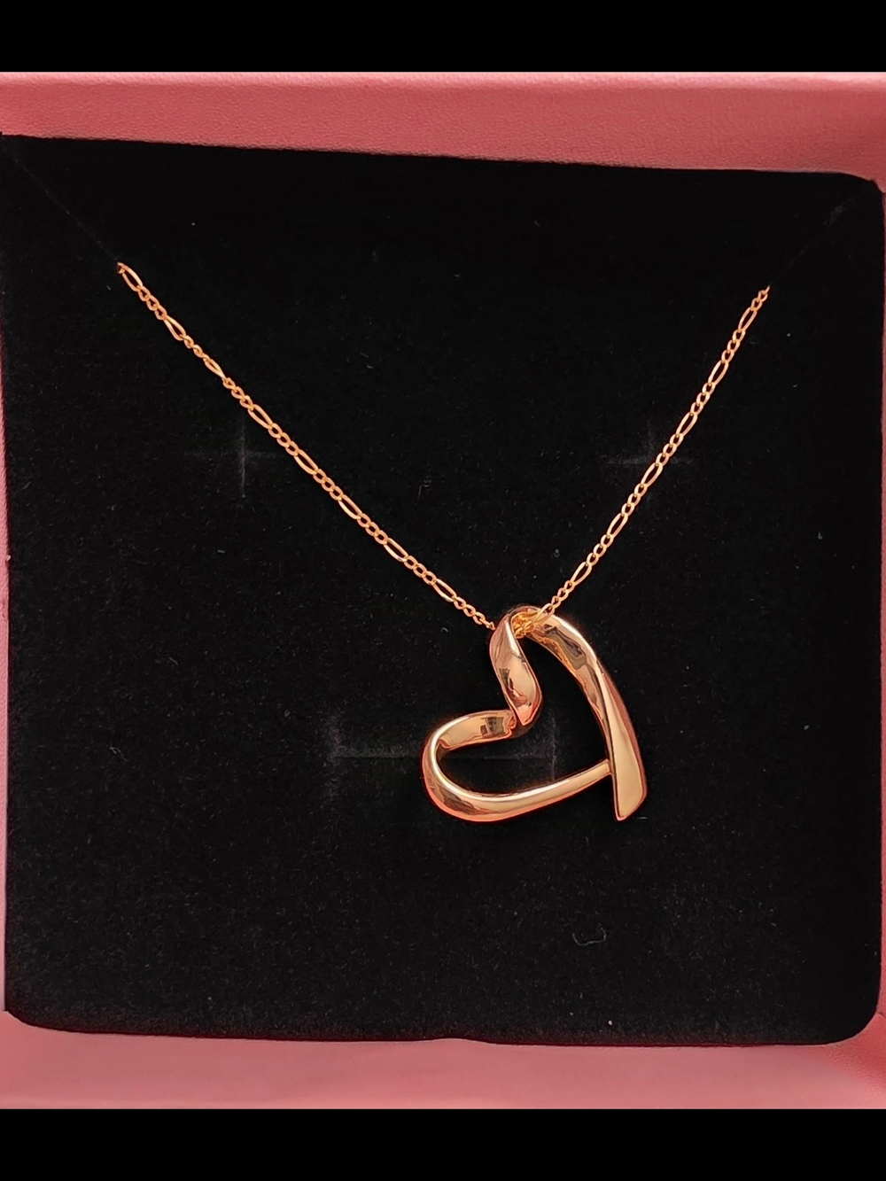 18k Pure  Gold Heart Pendant Necklace - Women Jewelry